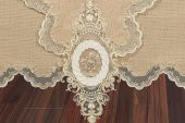 Finezza Bennu Güpürlü Keten Bej Sofra Takımı 8 kişilik 160x230 cm 18 Prç  - 1222 - 2