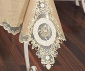 Finezza Bennu Güpürlü Keten Bej Sofra Takımı 8 kişilik 160x230 cm 18 Prç  - 1222 - 6