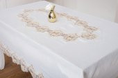 Finezza Nihal Güpürlü Keten Krem Sofra Takımı 8kişilik 160x230cm 17 Prç  - 1223 - 5
