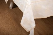 Finezza Aslı Lüx Jakar TP Polycotton Kumaş Bej Masa Örtüsü 160x220 cm - 1225 - 6