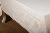 Finezza Aslı Lüx Jakar TP Polycotton Kumaş Bej Masa Örtüsü 160x220 cm - 1225 - 7