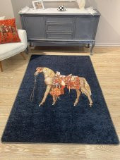 Horse At Desen Lateks Taban Halı  Lacivert 160 x 230 - 1