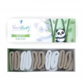 Novibaby 5li Bambu Yenidoğan Bebek Çorap I White Beige I 0-6 ay - 1