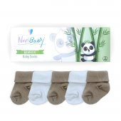 Novibaby 5li Bambu Yenidoğan Bebek Çorap I White Beige I 0-6 ay - 2