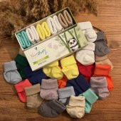 Novibaby 5li Bambu Yenidoğan Bebek Çorap I Purple Orange I 0-6 ay - 3