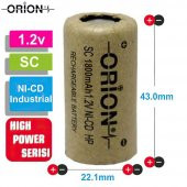 Orion 1.2V Ni-Cd SC 1800mAh Şarj Edilebilir Pil - HP - 3