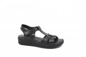 Zerhan G1015 Kadın Siyah Cırtlı Yumuşak Taban Comfort Sandalet Ayakkabı - 1