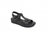Zerhan G1015 Kadın Siyah Cırtlı Yumuşak Taban Comfort Sandalet Ayakkabı - 2