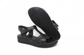 Zerhan G1015 Kadın Siyah Cırtlı Yumuşak Taban Comfort Sandalet Ayakkabı - 4