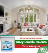 QUICKCARE Dezenfektanlı Yüzey Temizlik Havlusu 400 Yaprak, Kova Mendil Beyaz Sabun Kokulu - 3
