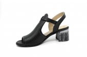 Kadın Siyah Deri Kalın Topuk Sandalet Ayakkabı Balsoylar 055 - 4