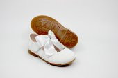 Kız Bebek Beyaz  Papyonlu Cırtlı Babet - 4