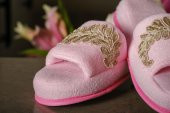 Finezza Leydi Pamuk İncili Aplikeli Pembe Havlu Terlik 38-40 numara  - 1229 - 5