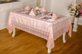 Finezza Gisella Güpürlü Monoray Pudra Sofra Takımı 8kişlk 160x230cm17Prç  - 1230 - 1