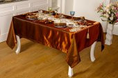 Finezza Mina Kadife Kumaş Krem Kahve Sofra Tk. 8 Kşl. 160x230 cm 26 Prç.  - 1232 - 1