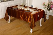 Finezza Mina Kadife Kumaş Krem Kahve Sofra Tk. 8 Kşl. 160x230 cm 26 Prç.  - 1232 - 5