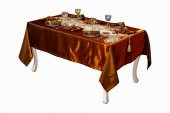 Finezza Mina Kadife Kumaş Krem Kahve Sofra Tk. 8 Kşl. 160x230 cm 26 Prç.  - 1232 - 9