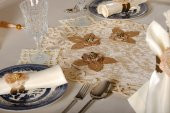 Finezza Mina Kadife Kumaş Krem Bej Sofra Tk. 8 Kşl. 160x230 cm 26 Prç.  - 1233 - 7