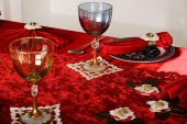 Finezza Mina Kadife Kırmızıya Bordo Sofra Tk. 8 Kşl. 160x230 cm 26 Prç.  - 1234 - 7