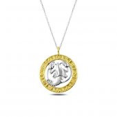 925 Ayar Gümüş Gold Yengeç Burcu Kadın Gümüş Kolye - 1