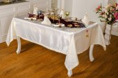 Finezza Mina Kadife Kumaş Kreme Mor Sofra Tk. 8 Kşl. 160x230 cm 26 Prç.  - 1235 - 1