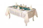 Finezza Mina Kadife Turkuaza Krem Sofra Tk. 8 Kşl. 160x230 cm 26 Prç.  - 1236 - 3