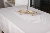 Finezza Aslı Lüx Jakar Polycotton TP Gri Masa Örtüsü 160x220 cm - 1055 - 1237 - 7