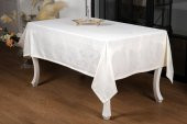 Finezza Çınar Lüx Jakar Bambu Kumaş Krem Masa Örtüsü 160x220 cm  - 1240 - 1