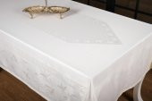 Finezza Çınar Lüx Jakar Bambu Kumaş Krem Masa Örtüsü 160x220 cm  - 1240 - 4