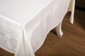 Finezza Çınar Lüx Jakar Bambu Kumaş Krem Masa Örtüsü 160x220 cm  - 1240 - 5