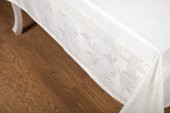 Finezza Çınar Lüx Jakar Bambu Kumaş Krem Masa Örtüsü 160x220 cm  - 1240 - 8