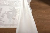 Finezza Çınar Lüx Jakar Bambu Kumaş Krem Masa Örtüsü 160x220 cm  - 1240 - 10