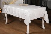 Finezza Raya Lüx Jakar Bambu Kumaş Gri Masa Örtüsü 160x220 cm  - 1243 - 7