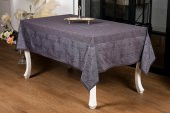 Finezza Ayda Lüx Jakar Polycotton Füme TP Kumaş  Masa Örtüsü 160x220 cm - 1244 - 1