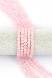 Pembe Kuvars Doğal Taş Dizi 6 mm Fasetli Küre Kesim thumbnail 1