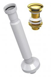 Monavit Seramik Kapaklı Altın Klik Klack Lavabo Süzgeci Ø32 Sifon - 1