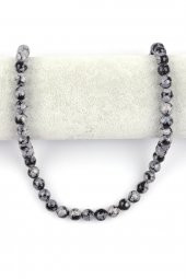 Karlı Obsidyen Doğal Taş Dizi 8 mm Fasetli Küre Kesim thumbnail 2