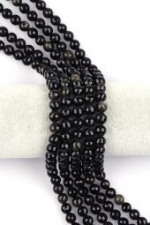 Golden Obsidyen Doğal Taş Dizi 8 mm Fasetli Küre Kesim thumbnail 1