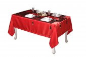Finezza Asil Kadife Keten Siyah Kırmızı Sofra Takımı 8 kş.160x230 26 Prç. - 1254 - 4