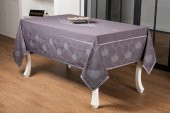 Finezza Aslı Lüx Jakar Polycotton TP Kumaş  Füme Masa Örtüsü 160x300 cm  - 1255 - 1