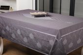 Finezza Aslı Lüx Jakar Polycotton TP Kumaş  Füme Masa Örtüsü 160x300 cm  - 1255 - 5