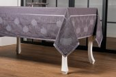 Finezza Aslı Lüx Jakar Polycotton TP Kumaş  Füme Masa Örtüsü 160x300 cm  - 1255 - 7