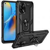 Oppo A55 4G Kılıf Sofya Yüzüklü Standlı Zırhlı Silikon Kılıf - 1