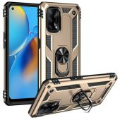 Oppo A55 4G Kılıf Sofya Yüzüklü Standlı Zırhlı Silikon Kılıf - 4