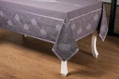 Finezza Aslı Lüx Jakar Polycotton  TPKumaş  Füme Masa Örtüsü 160x220 cm  - 1256 - 7