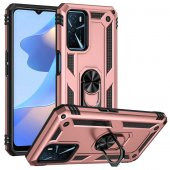 Oppo A16 Kılıf Sofya Yüzüklü Standlı Zırhlı Silikon Kılıf - 12