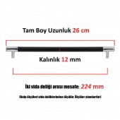 (KROM MAT SİYAH) Çekmece Dolap Kapak Kulpu Kulp 224 mm - 2