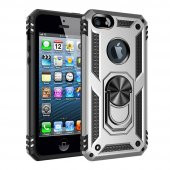 iPhone 5/5S/SE Kılıf Sofya Yüzüklü Standlı Korumalı Kılıf - 3