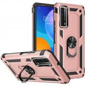 Huawei P Smart 2021 Kılıf Sofya Yüzüklü Standlı Korumalı Kılıf - 7