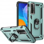 Huawei P Smart 2021 Kılıf Sofya Yüzüklü Standlı Korumalı Kılıf - 8